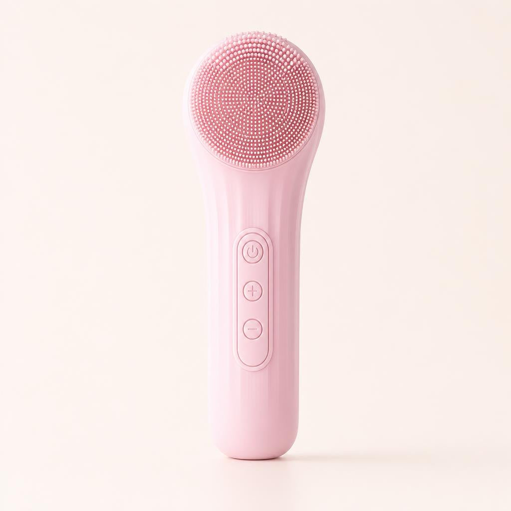 Pink Lumi Skin sonic facial brush, front view